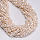Natural White Fresh Water Pearl Ringed Baroque Shape Beads 4-5x6-7mm 13.5"Strand