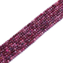 Natural Red Tourmaline Faceted Rondelle Beads Size 3x4mm 15.5'' Strand