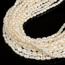 Grade A White Fresh Water Pearl Side Drill Nugget Beads Size 5x7mm 15.5'' Strand