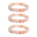 Cherry Flower Sakura Agate Smooth Round Beaded Bracelet 10mm 7.5'' Length Sold by Piece