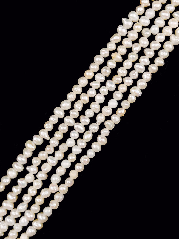 White Fresh Water Pearl Potato Shape Beads Size 5-6mm 13.5" Strand
