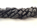 Black Tourmaline Rough Cylinder Tube Beads 13x18mm 15.5" Strand