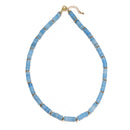 Aquamarine Color Dyed Jade Rondelle Beaded Necklace 17''-18.5" Length Adjustable