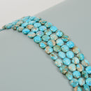 Light Blue Sea Sediment Jasper Coin Beads Size 8mm 15.5'' Strand
