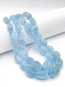 Translucent Aquamarine Faceted Graduated Pebble Nugget Size 10mm-18mm 18"Strd