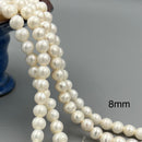 2.0mm Hole White Fresh Water Pearl Off Round Beads Size 8-9mm 9-10mm 8" Strand