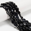 Black Agate Faceted Oval Shape Beads Size 5x7mm 6x8mm 8x10mm 15.5'' Strand