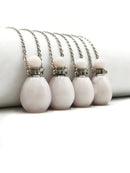 Natural Stone Essential Oil Necklace 18x33mm Smooth Round Bottle & Silver Chain