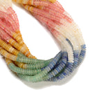 03-Multi-color Gemstone Smooth Rondelle Beads Size 2x6mm 15.5'' Strand