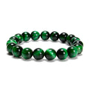 Green Tiger Eye Smooth Round Beaded Bracelet 6mm 8mm 10mm 7.5'' Length 3 PCS/Set