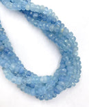 Grade A Aquamarine Translucent Faceted Rondelle Beads Size 4x6mm 15.5'' Strand