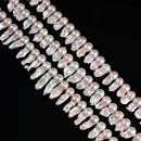 Grade AA White Fresh Water Pearl Baroque Fireball Beads 10-11x20-25mm 15.5" Strd