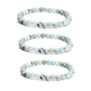 Multi Color Larimar Smooth Round Beaded Bracelet 6mm 7.5'' Length 3 PCS Per Set