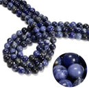 Sodalite Smooth Round Beads 4mm 6mm 8mm 10mm 12mm 14mm 16mm 18mm 20mm 15.5" Strd