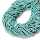 Blue Turquoise Faceted Round Beads Size 2mm 3mm 15.5'' Strand