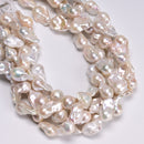 Natural White Fresh Water Pearl Baroque Shape Beads 13-15x18-25mm 16" Strand