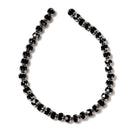 Black Crystal Glass with Metallic Silver Design Faceted Round 8mm 12" Strand