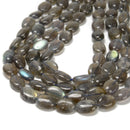 Natural Gray Labradorite Smooth Oval Beads 8x10mm 8x12mm 10x14mm 15.5'' Strand