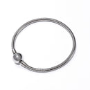 Stainless Steel Snake Chain Bracelet With Round Ball Clasp 7.5'' Length