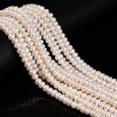 Natural White Fresh Water Pearl Rondelle Button Beads Size 5x8mm 14'' Strand