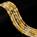Natural Yellow Crazy Agate Smooth Cylinder Tube Beads Size 6x8mm 15.5'' Strand
