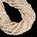 White Fresh Water Pearl Side Drill Nugget Beads Size 4-5x6-7mm 14" Strand