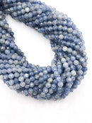 Natural Blue Sapphire Faceted Round Beads Size 4mm 15.5" Strand