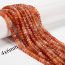 Burnt Orange Fire Agate Smooth Rondelle Beads Size 4x6mm 5x8mm 15.5'' Strand