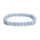 Natural Angelite Smooth Round Beaded Bracelet 6mm 8mm 10mm 7.5''Length 3 PCS/Set