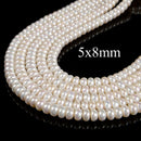 AAA White Fresh Water Pearl Rondelle Button Beads Size 5mm 6mm 8mm 14.5''Strand