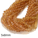 Natural High Grade Citrine Faceted Rondelle Beads Size 4x6mm 5x8mm 15.5'' Strand