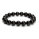 Black Jet Smooth Round Beaded Bracelet Size 6mm 8mm 10mm 7.5'' Length 3 PCS/Set