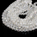 Clear AB Color Crystal Glass Matte Faceted Round Beads 8mm 10mm 12mm 15.5" Strand