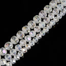 Clear AB Color Crystal Glass Matte Faceted Round Beads 8mm 10mm 12mm 15.5" Strand