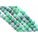 Green Fire Agate Crackled Matte Round Beads 4mm 6mm 8mm 10mm 12mm 15.5" Strand