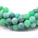 Green Fire Agate Crackled Matte Round Beads 4mm 6mm 8mm 10mm 12mm 15.5" Strand