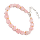 Rose Quartz Nugget Beaded Bracelet Silver Plated Clasp Size 5-8mm 7.5" Length
