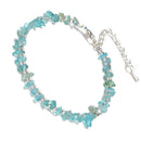 Light Blue Apatite Chips Beaded Bracelet Silver Plated Clasp 5-8mm 7.5" Length