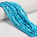 Blue Turquoise Flat Oval Beads 8x10mm 15.5" Strand