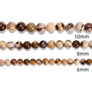 Natural African Zebra Jasper Smooth Round Beads 6mm 8mm 10mm 12mm 15.5" Strand