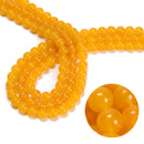 Dark Yellow Dyed Jade Smooth Round Beads 4mm 6mm 8mm 10mm 15.5" Strand