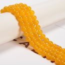 Dark Yellow Dyed Jade Smooth Round Beads 4mm 6mm 8mm 10mm 15.5" Strand