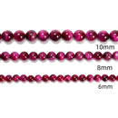 Pink Tiger's Eye Smooth Round Beads 4mm 6mm 8mm 10mm 12mm 15.5" Strand