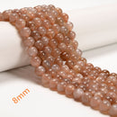 High Quality Peach Moonstone Smooth Round Beads Size 8mm 10mm 12mm 15.5" Strand