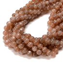 High Quality Peach Moonstone Smooth Round Beads Size 8mm 10mm 12mm 15.5" Strand