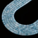 Natural Aquamarine Heishi Disc Beads Size 2x4mm 15.5'' Strand