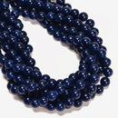 Sapphire Blue Dyed Quartz Smooth Round Beads 4mm 6mm 8mm 10mm 12mm 15.5" Strand