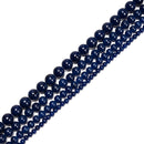 Sapphire Blue Dyed Quartz Smooth Round Beads 4mm 6mm 8mm 10mm 12mm 15.5" Strand
