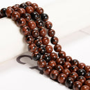 Natural Mahogany Obsidian Smooth Round Beads Size 6mm 8mm 10mm 15.5'' Strand