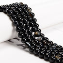 Black Striped Agate Smooth Round Beads 4mm 6mm 8mm 10mm 12mm Approx 15.5" Strand